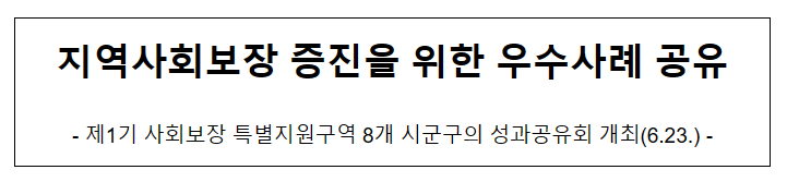 지역사회보장 증진을 위한 우수사례 공유 지역사회보장 증진을 위한 우수사례 공유