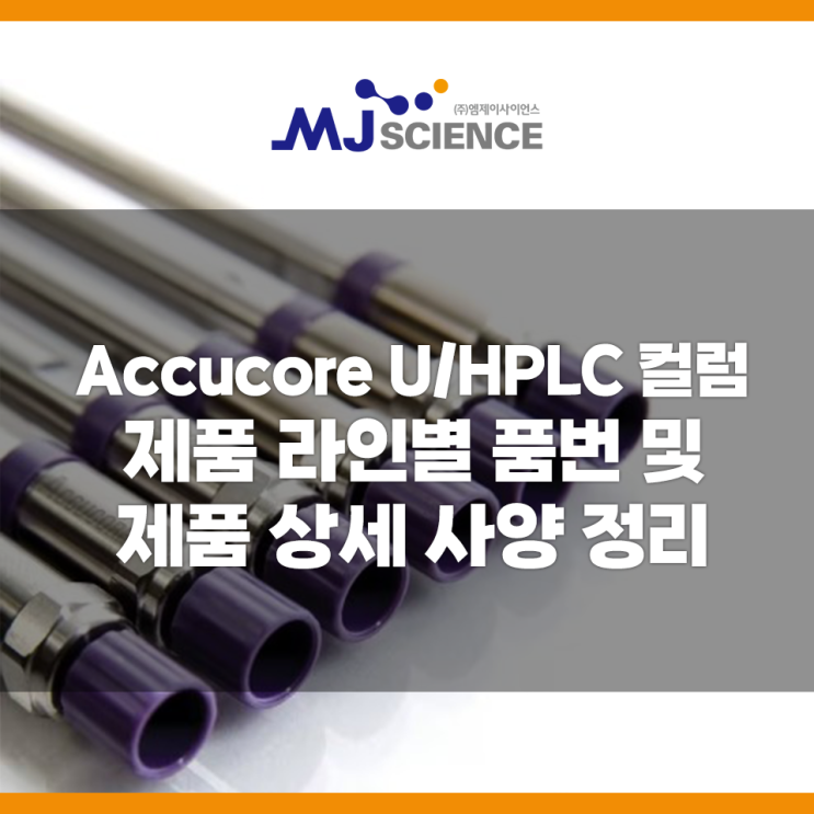 Accucore UHPLC HPLC 컬럼 제품 라인별 품번 사양 총정리