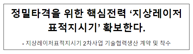 정밀타격을 위한 핵심전력 ‘지상레이저표적지시기’ 확보한다 정밀타격을 위한 핵심전력 ‘지상레이저표적지시기’ 확보한다