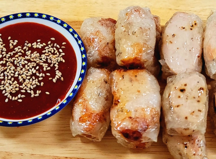  밤야식 수험생간식 닭가슴살 요리 라이스페이퍼 치킨 만들기