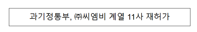 과기정통부, 종합유선방송사업자 11개사 재허가 결정 과기정통부, 종합유선방송사업자 11개사 재허가 결정