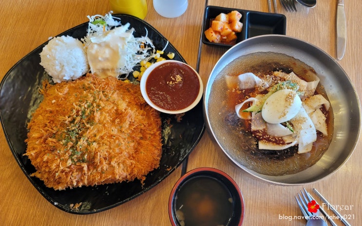 모란맛집 덕원돈까스 바삭함 굿  칡냉면과 꿀조합