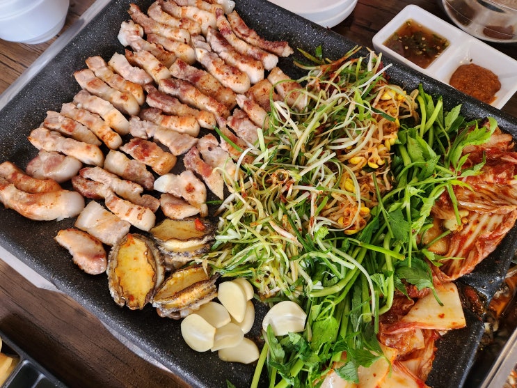  세종시맛집 삼겹살 전복 미나리 가성비 좋은 명돈가 세종 도담동 고기집