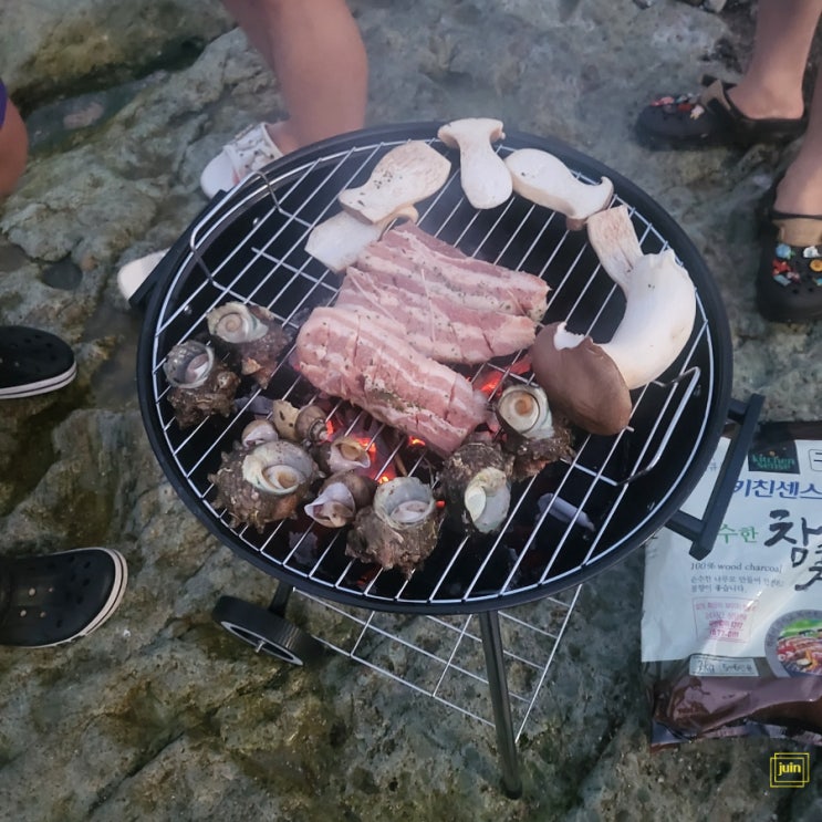 이고진 가보리 에나멜 그릴 캠핑화로 바비큐 숯불그릴로 간편하게 바베큐 즐겼어요