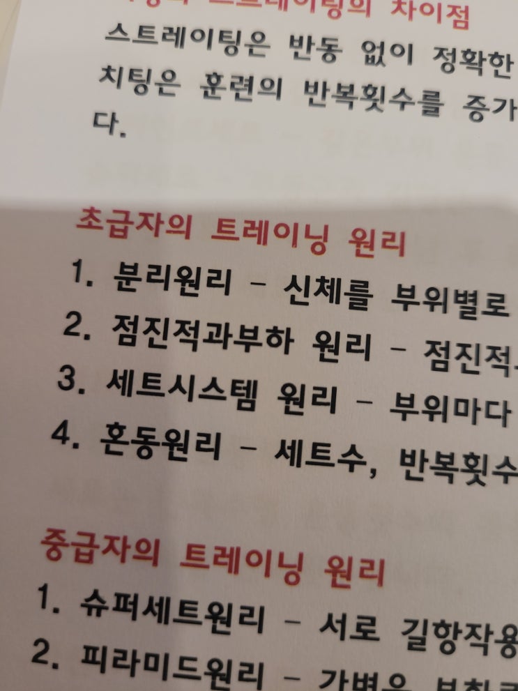  운동세트에 따른 분류 초보자,중급자,상급자 구술
