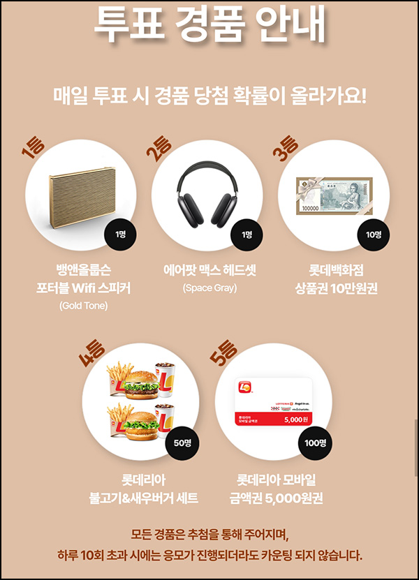 롯데리아 BGM 사전투표이벤트(롯데리아 5천원등 162명)추첨 롯데리아 BGM 사전투표이벤트(롯데리아 5천원등 162명)추첨