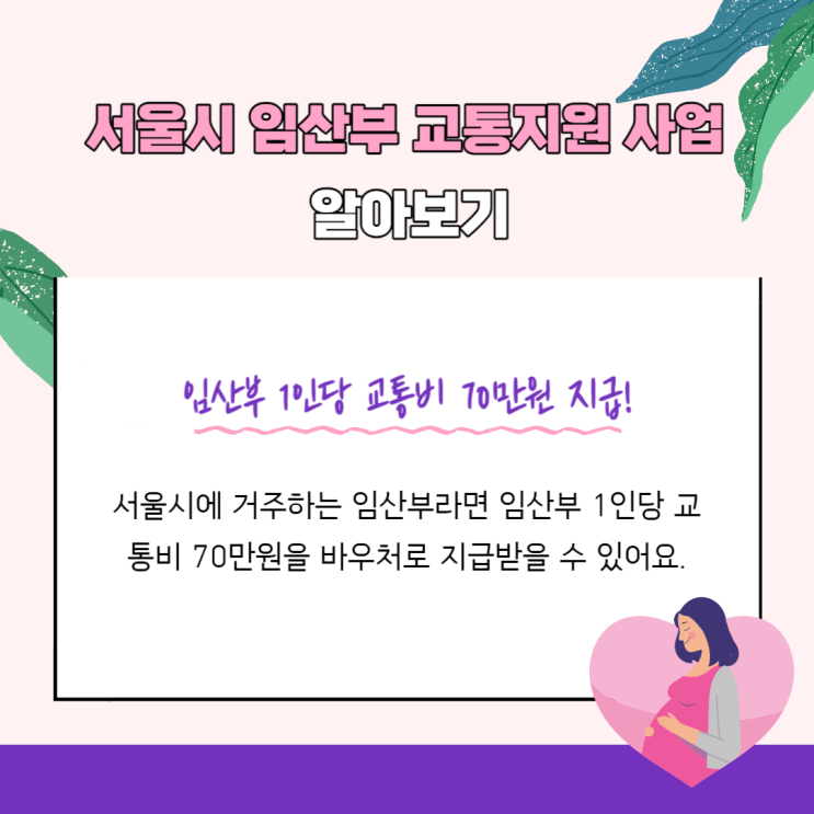 서울시 임산부 교통비 지원 신청방법, 사용처, 후기