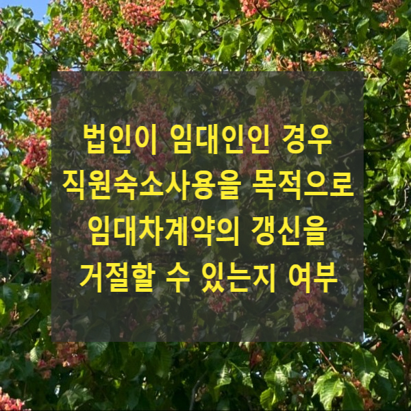  법인이 임대인인 경우 직원숙소사용을 목적으로 임대차계약의 갱신을 거절할 수 있는지 여부(주택임대차보호법, 실거주)