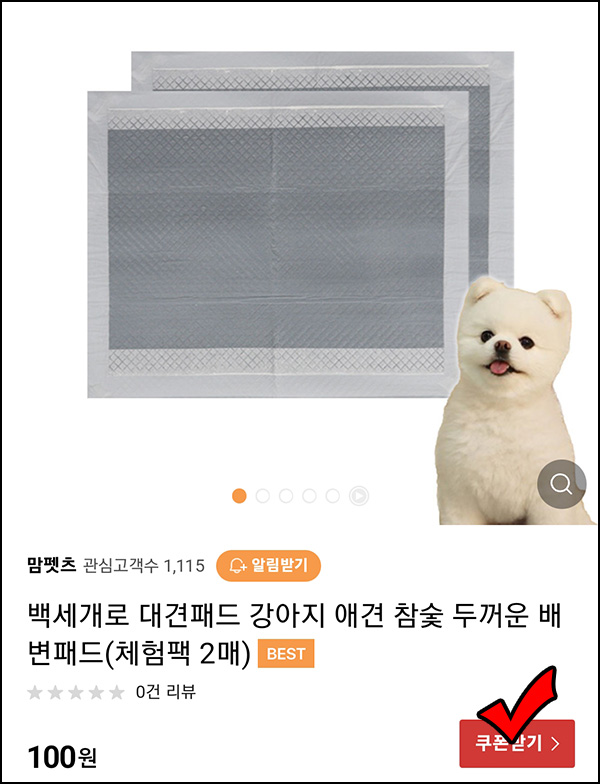 백세개로 강아지 애견 배변패드 2매 100원(무배)매주 200개,네이버스토어