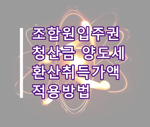  조합원입주권 청산금 양도소득세 환산취득가액 적용 사례