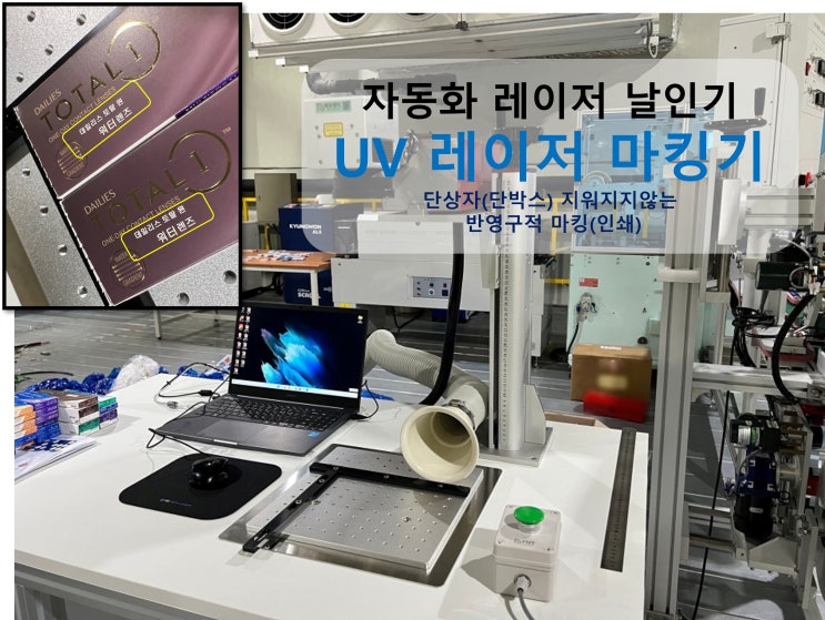  자동화 레이저 날인기  마킹기: UV 레이저 단상자(단박스) 지워지지않는 반영구적 마킹(인쇄)