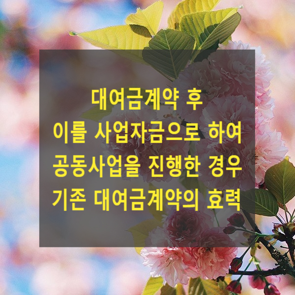  대여금계약 후 이를 사업자금으로 하여 공동사업을 진행한 경우 기존 대여금계약의 효력(경개계약)
