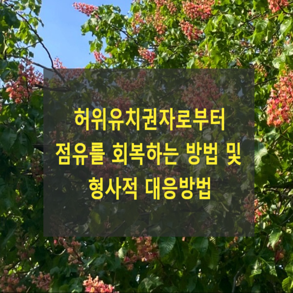  허위유치권자로부터 점유를 회복하는 방법 및 형사적 대응방법(불법점유)