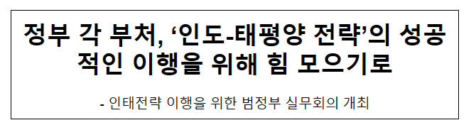 정부 각 부처, ‘인도-태평양 전략’의 성공적인 이행을 위해 힘 모으기로