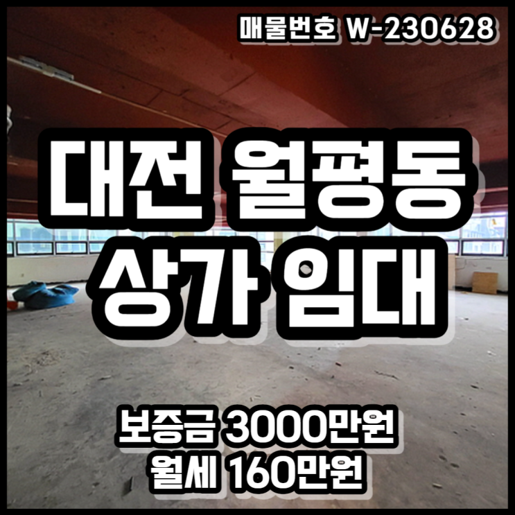  대전 서구 상가임대 월평동 대형 면적 사무실, 헬스장, 필라테스, 학원, 스터디카페 추천 상가 월세 매물