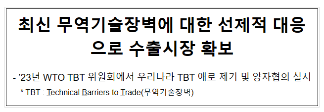 최신 무역기술장벽에 대한 선제적 대응으로 수출시장 확보 최신 무역기술장벽에 대한 선제적 대응으로 수출시장 확보