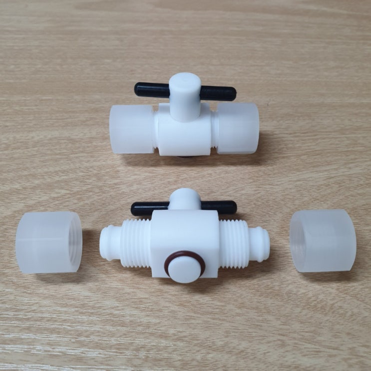  [Fitting] PTFE 테프론 2-way 확관형 밸브 아답터 호스 튜브 연결 테플론 teflon 볼밸브 ballvalve 2way valve