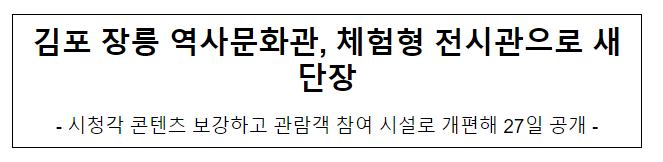 김포 장릉 역사문화관, 체험형 전시관으로 새단장