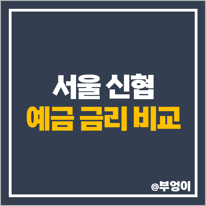 서울 신협 금리 비교, 단기 6개월, 1년 이자 높은 정기 예금 특판 추천