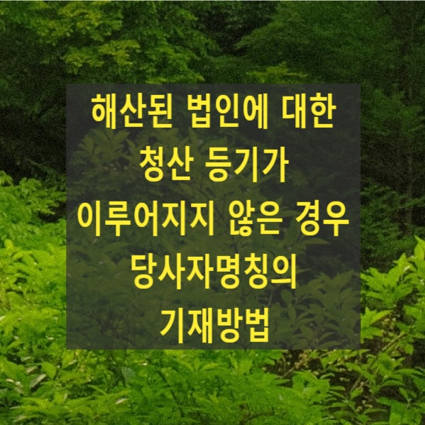  해산된 법인에 대한 청산 등기가 이루어지지 않은 경우 당사자명칭의 기재방법(대표청산인, 특별대리인)