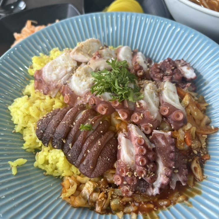  거제 송진포리 한화리조트 벨버디어 근교 해물 돌문어 라면 맛집 문어당 후기