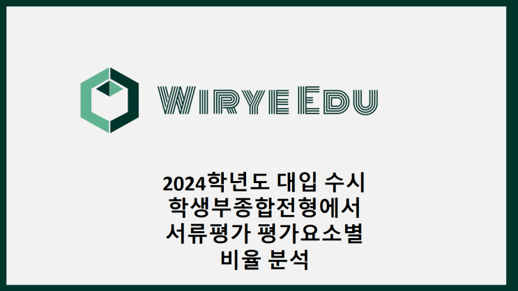 2024학년도 대입 수시 학생부종합전형에서 서류평가 평가요소별 비율 분석