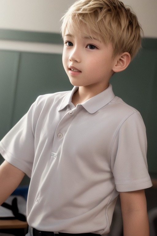 [Ai Greem] 그림_남자 255: Free image of a blond boy with a school classroom background