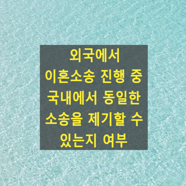  외국에서 이혼소송 진행 중 국내에서 동일한 소송을 제기할 수 있는지 여부(민사소송법 제217조, 중복제소, 2000가합90940)