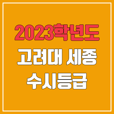 2023 고려대 세종캠퍼스 수시등급 (예비번호, 고려대학교 세종)