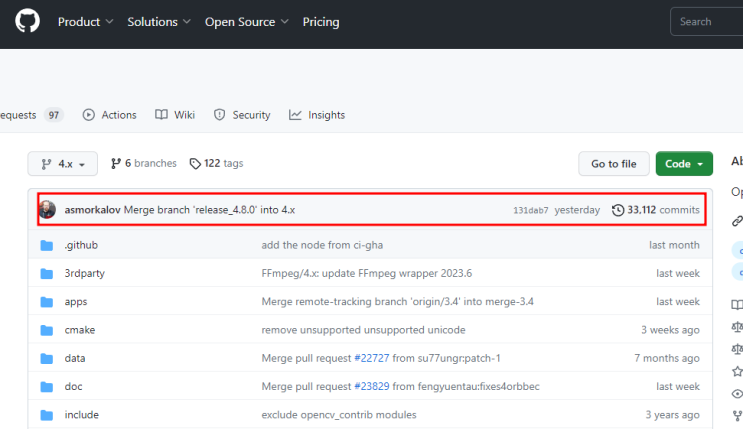 [OpenCV][C++] 최신 버전 4.8.0 Release 업데이트 소식 - 윈도우 Windows 설치하기 Github Cmake 이용