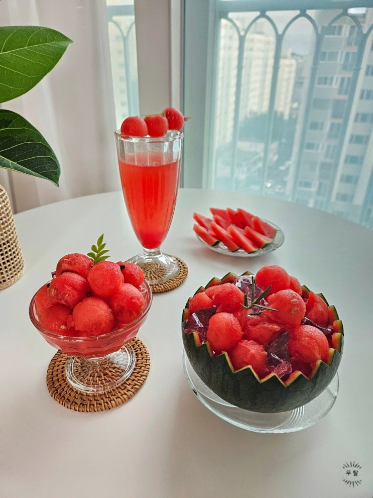  까망애플수박 자르기 수박화채 만드는 법 블랙애플수박 당도