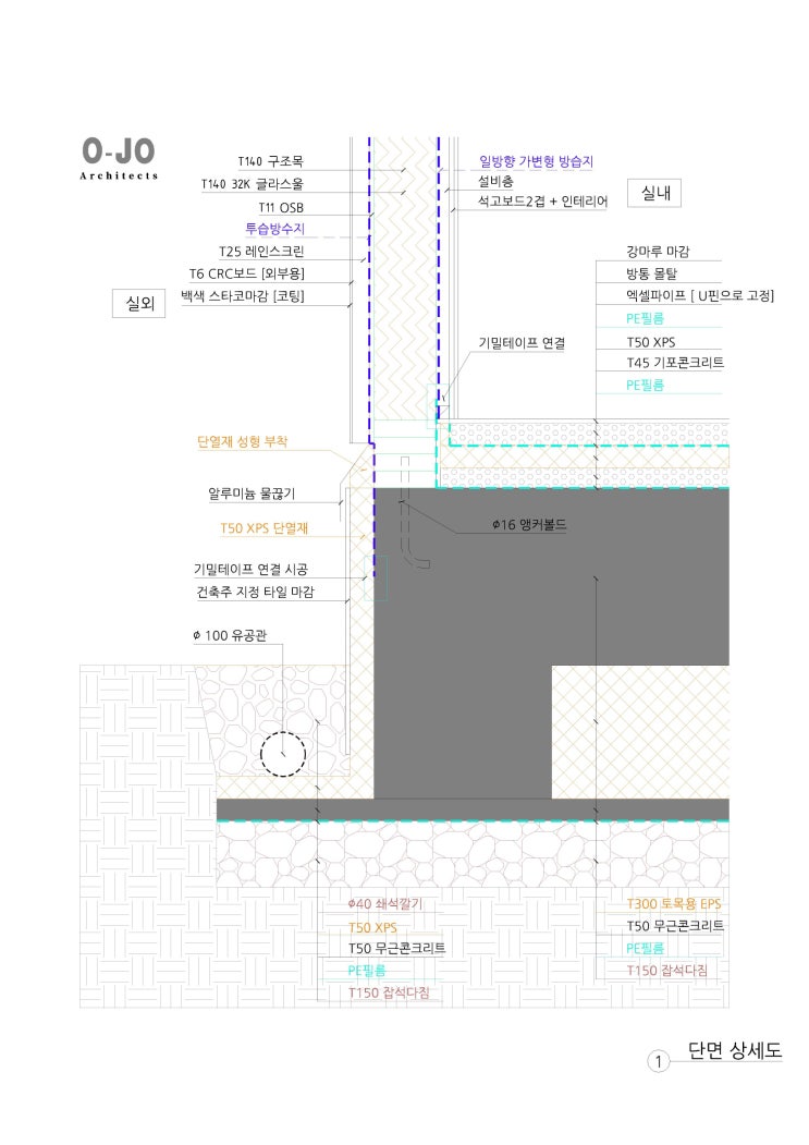  목조주택 상세도 - 기초 상세도
