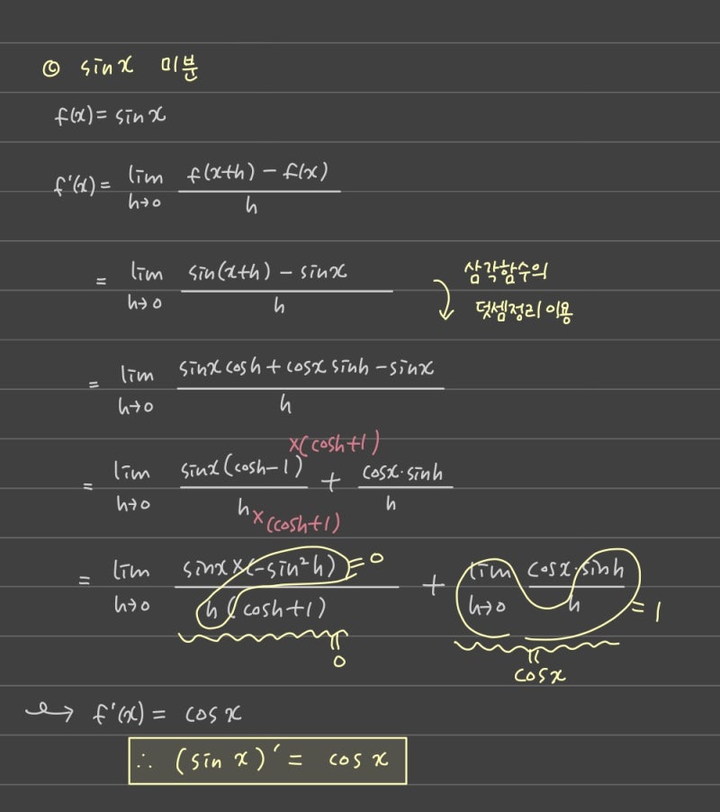삼각함수 미분공식 (sin, cos, tan, csc, sec, cot) 뽀개기 : 네이버 블로그