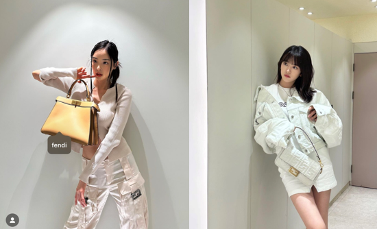  이다희 vs 안유진 펜디 마크제이콥스 가방 바게트 피가부백 및 올백코디