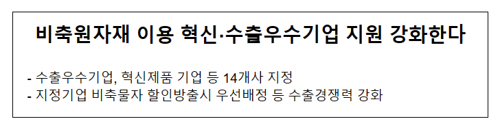 비축원자재 이용 혁신·수출우수기업 지원 강화한다 비축원자재 이용 혁신·수출우수기업 지원 강화한다
