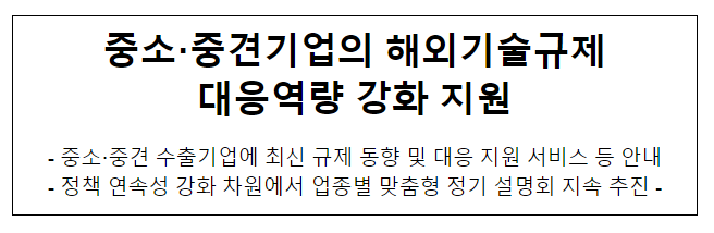 중소·중견기업의 해외기술규제 대응역량 강화 지원 중소·중견기업의 해외기술규제 대응역량 강화 지원