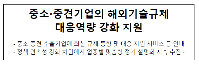 중소·중견기업의 해외기술규제 대응역량 강화 지원