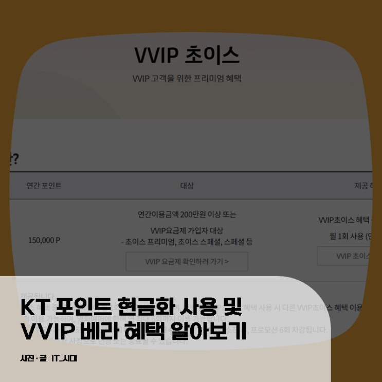  KT 포인트 현금화 사용 및 VVIP 베라 혜택 알아보기