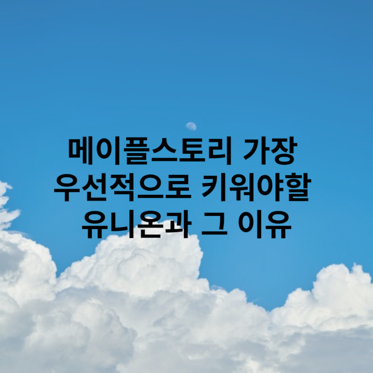  메이플스토리 가장 우선적으로 키워야할 유니온과 그 이유
