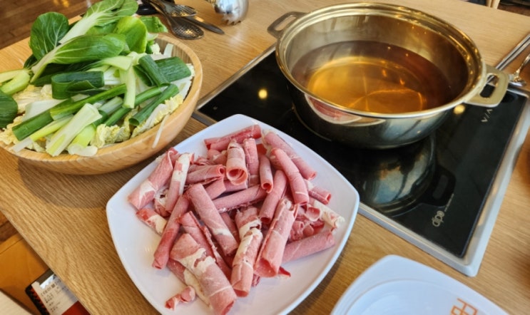 꽃마름 셀프바 주말 이용 후기_천안 신세계백화점 샤브샤브