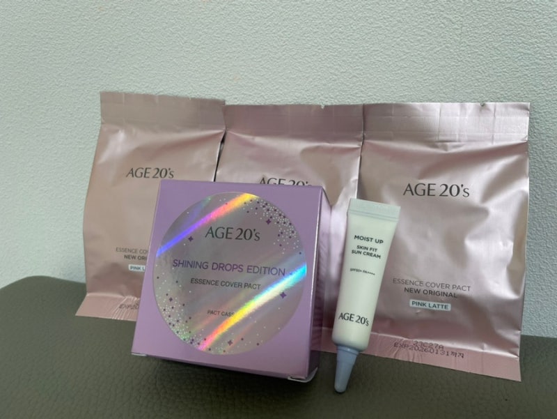 애경 에이지투웨니스 - 샤이닝드롭 케이스 & 리필3개 / 커피쿠폰+선6ml / 내돈내산