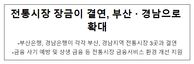 전통시장 장금이 결연, 부산·경남으로 확대 전통시장 장금이 결연, 부산·경남으로 확대