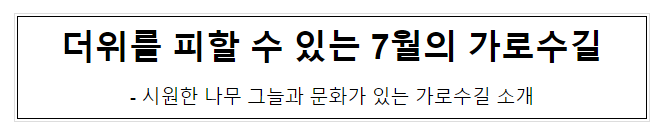 더위를 피할 수 있는 7월의 가로수길