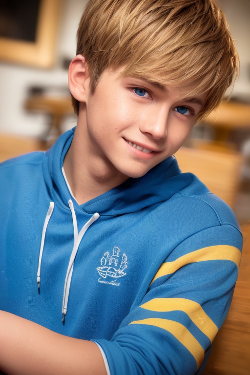 [Ai Greem] 그림_남자 285: Free image of a blond-haired blue-eyed boy in a restaurant & cafe