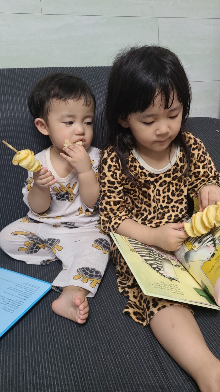  (6세, 2세 간식) 아기 감자 간식 에어프라이어로 회오리 감자 만들기
