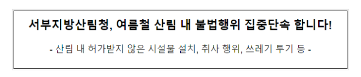 여름철 산림 내 불법행위 집중단속 실시