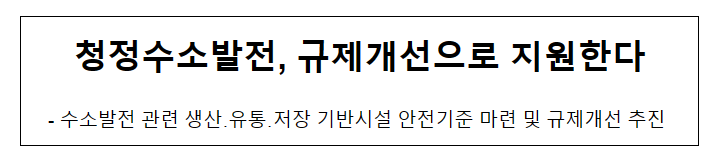 청정수소발전, 규제개선으로 지원한다