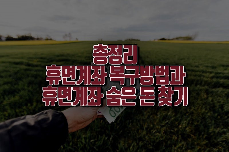 [휴면계좌통합조회] 휴면계좌 복구방법과 휴면계좌 돈찾기 총정리
