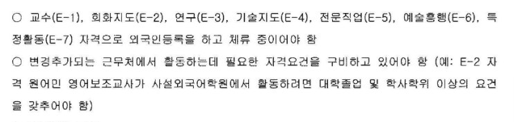  외국인 임금체불 등을 이유로 사업장, 체류자격 변경