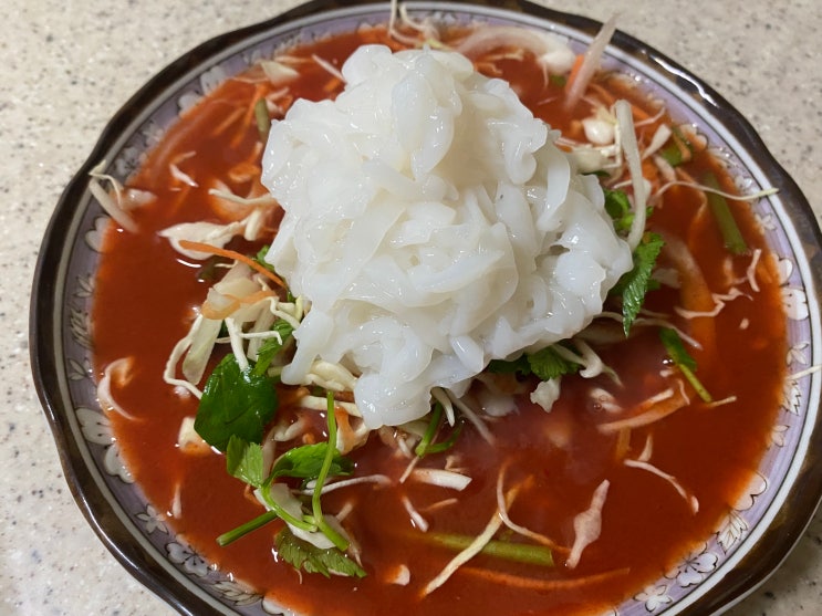 내돈내산 ! 집에서 간단히 먹을수 있는 한치 물회 후기